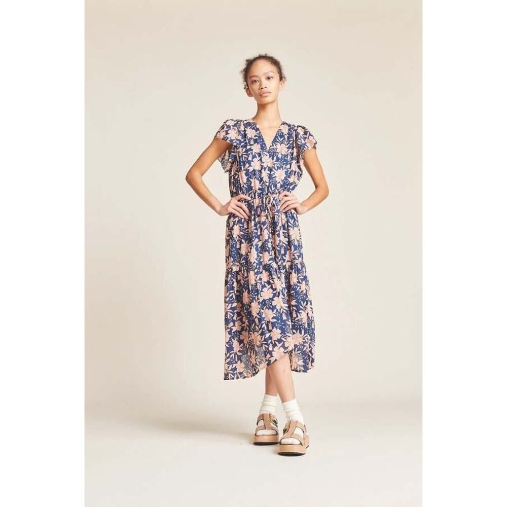 Birds of Paradis by Trovata Kristi Paloma Floral Midi Dress Handmade small